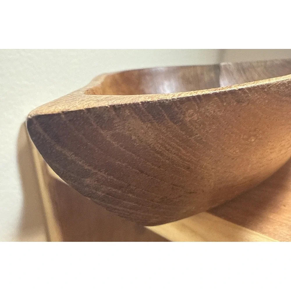 Vintage Wood Bowl - Spade‎ Shaped 7